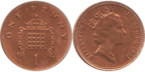 1 новый пенни 1997 Великобритания