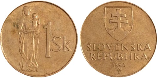 1 крона 1994 Словакия