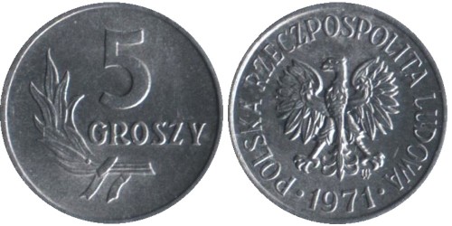 5 грошей 1971 Польша
