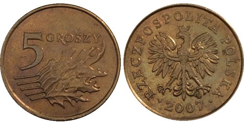 5 грошей 2007 Польша