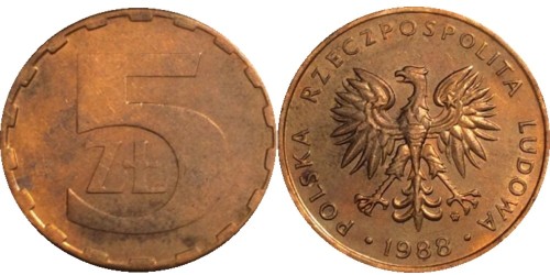 5 злотых 1988 Польша