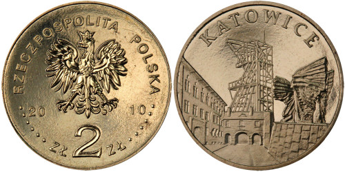 2 злотых 2010 Польша — Города Польши — Катовице