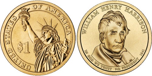 1 доллар 2009 P США UNC — Президент США — Уильям Гаррисон (1841) №9