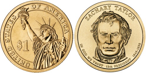1 доллар 2009 P США UNC — Президент США — Закари Тейлор (1849 — 1850) №12