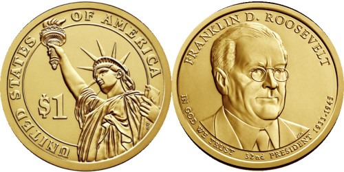 1 доллар 2014 P США UNC — Президент США — Франклин Рузвельт (1933 -1945) №32
