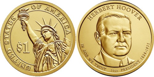 1 доллар 2014 P США  — Президент США — Герберт Гувер (1929 -1933) №31