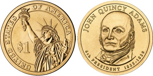 1 доллар 2008 D США UNC — Президент США — Джон Куинси Адамс (1825-1829) №6