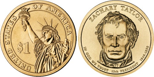 1 доллар 2009 D США UNC — Президент США — Закари Тейлор (1849 — 1850) №12