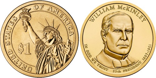1 доллар 2013 P США UNC — Президент США — Уильям Мак-Кинли (1897 — 1901) №25