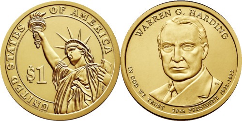 1 доллар 2014 D США  — Президент США — Уоррен Гардинг (1921 -1923) №29
