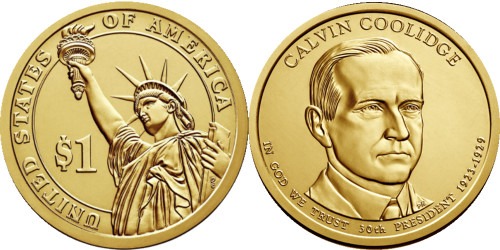 1 доллар 2014 D США UNC — Президент США — Калвин Кулидж (1923 -1929) №30