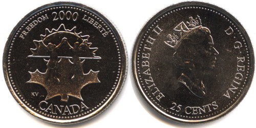 25 центов 2000 Канада — Миллениум — Свобода