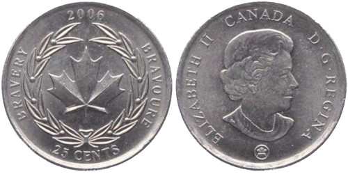 25 центов 2006 Канада — Ордена и медали Канады — Медаль за храбрость