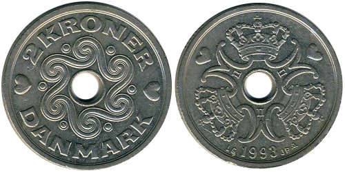 2 кроны 1993 Дания