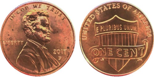 1 цент 2017 P США — Lincoln Cent