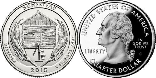 25 центов 2015 S США — Национальный монумент Гомстед — Homestead National Monument