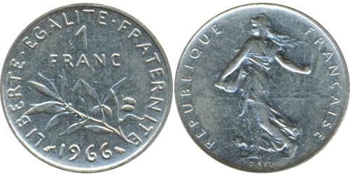 1 франк 1966 Франция