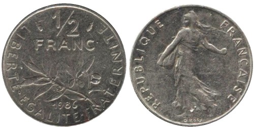 1/2 франка 1986 Франция