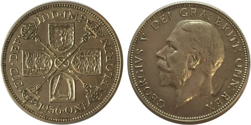 2 шиллинга (флорин) 1936 Великобритания — серебро