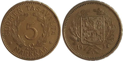5 марок 1938 Финляндия