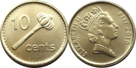10 центов 2010 Фиджи UNC — Метательная дубинка ула тава-тава
