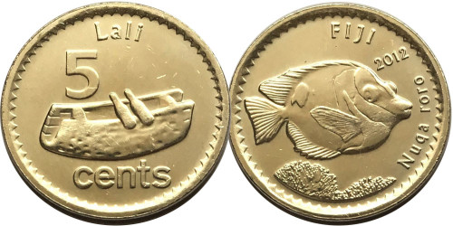 5 центов 2012 Фиджи UNC — Рыба кролик