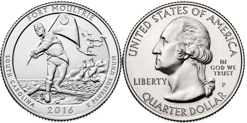 25 центов 2016 P США — Форт Молтри Южная Каролина — Fort Moultrie South Carolina
