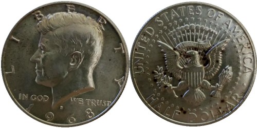 50 центов 1968 D США — Серебро