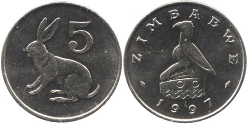 5 центов 1997 Зимбабве UNC