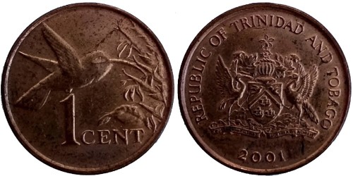 1 цент 2001 Тринидад и Тобаго — Колибри