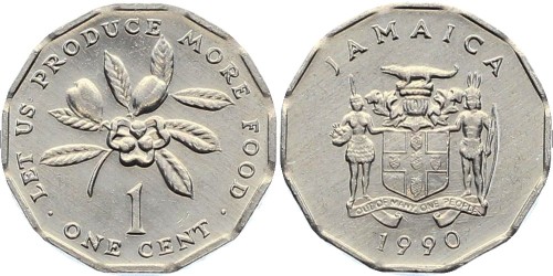 1 цент 1990 Ямайка