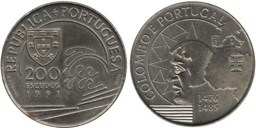 200 эскудо 1991 Португалия — Христофор Колумб в Португалии