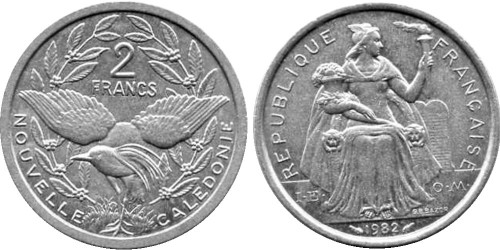 2 франка 1982 Новая Каледония
