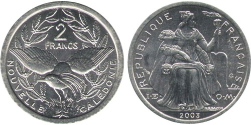 2 франка 2003 Новая Каледония