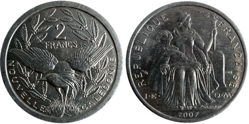 2 франка 2007 Новая Каледония