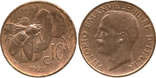 10 чентезимо 1922 Италия