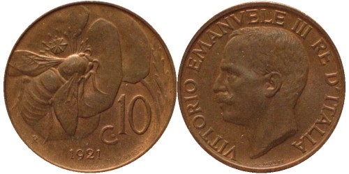 10 чентезимо 1921 Италия