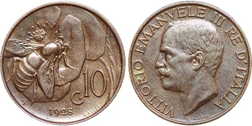 10 чентезимо 1928 Италия