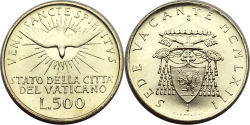 500 лир 1963 Ватикан — Вакантный престол — серебро