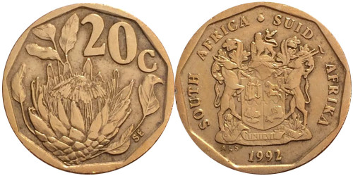 20 центов 1992 ЮАР