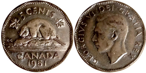 5 центов 1951 Канада