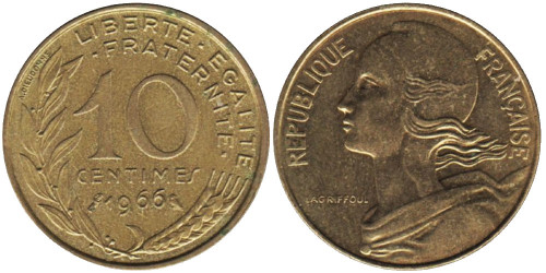 10 сантимов 1966 Франция