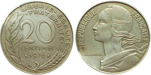20 сантимов 1976 Франция
