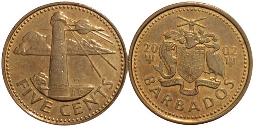 5 центов 2002 Барбадос