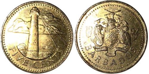 5 центов 1997 Барбадос