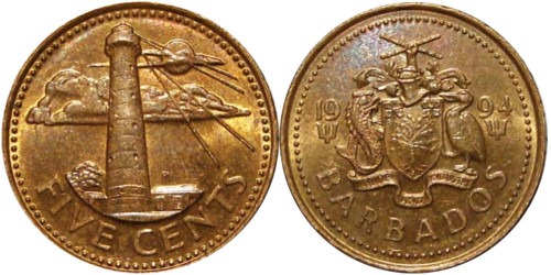 5 центов 1994 Барбадос