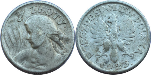 1 злотый 1925 Польша — Жница — серебро