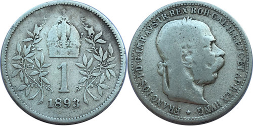 1 крона 1893 Венгрия — серебро