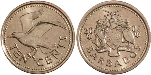 10 центов 2007 Барбадос
