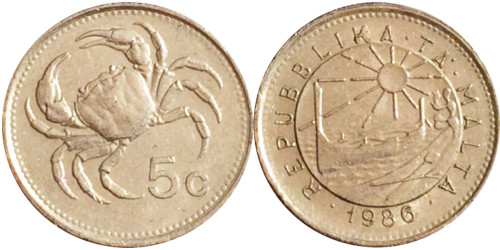 5 центов 1986 Мальта